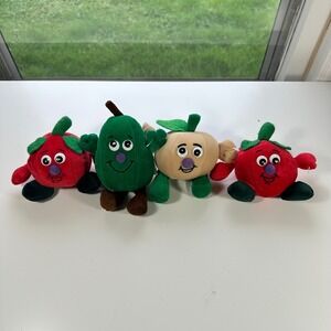 Toy Box Creations Seedies lot of 4 veggie plush beanie toys Tomato Onion Avocado
